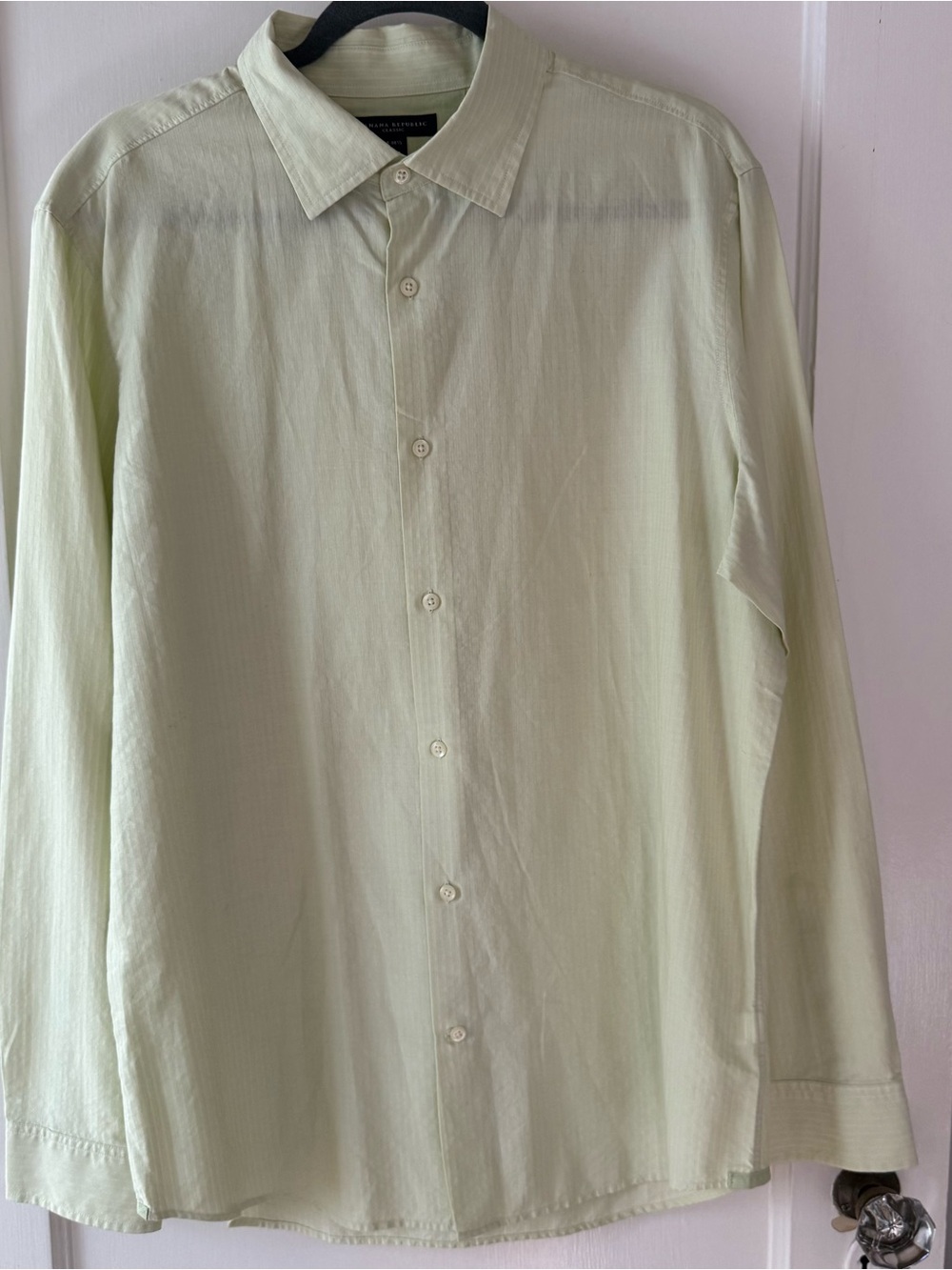 Banana Republic Pale Mint Lime Green Long-Sleeve Dress Shirt size Large